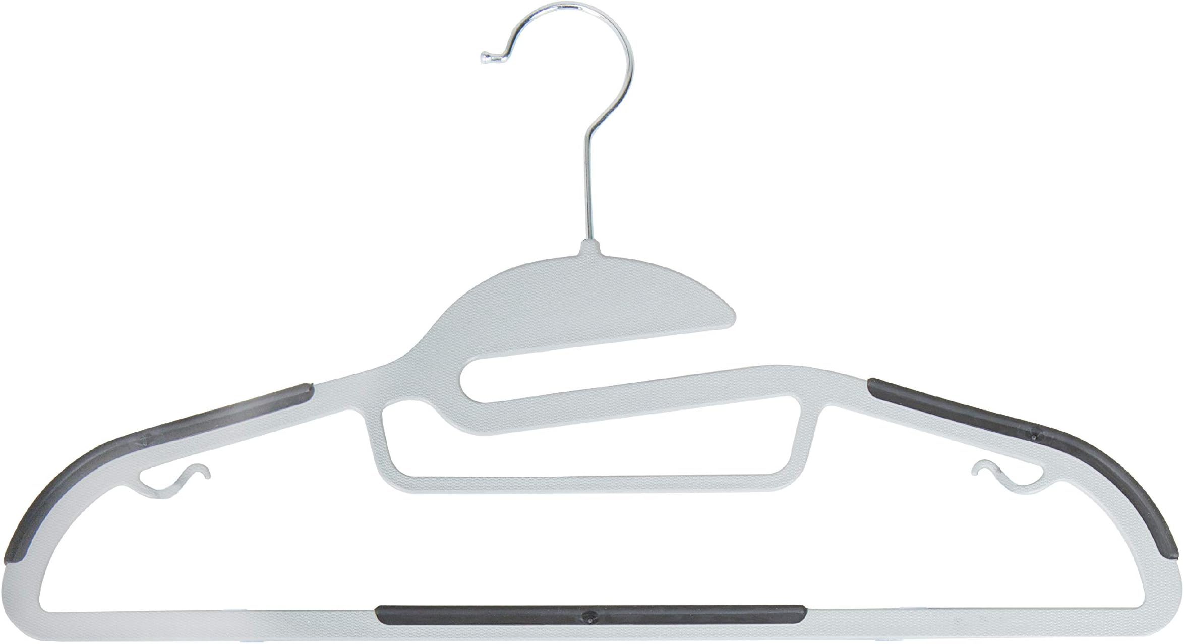 Simplify 8 Pack Ultimate Hanger | S-Shape Collar Saver | Ultra-Thin | Non-Slip | Accessory Bar | Belts | Scarves | Ties | Tank Top | Closet Organization | White