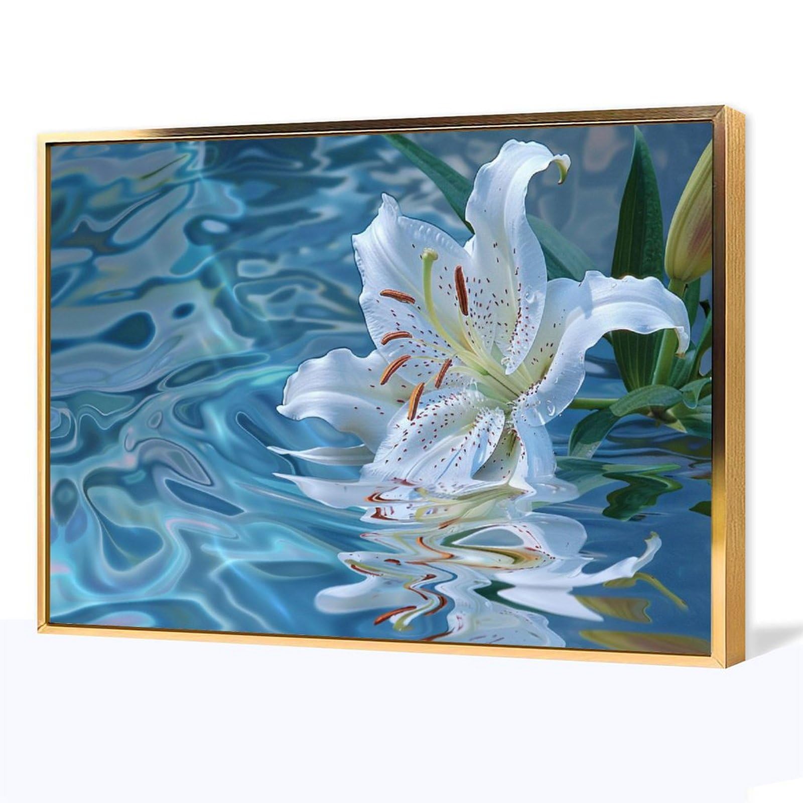Amazon.co.jp: 絵画 青い水の中のユリの花インテリア 絵画 魅力的な花