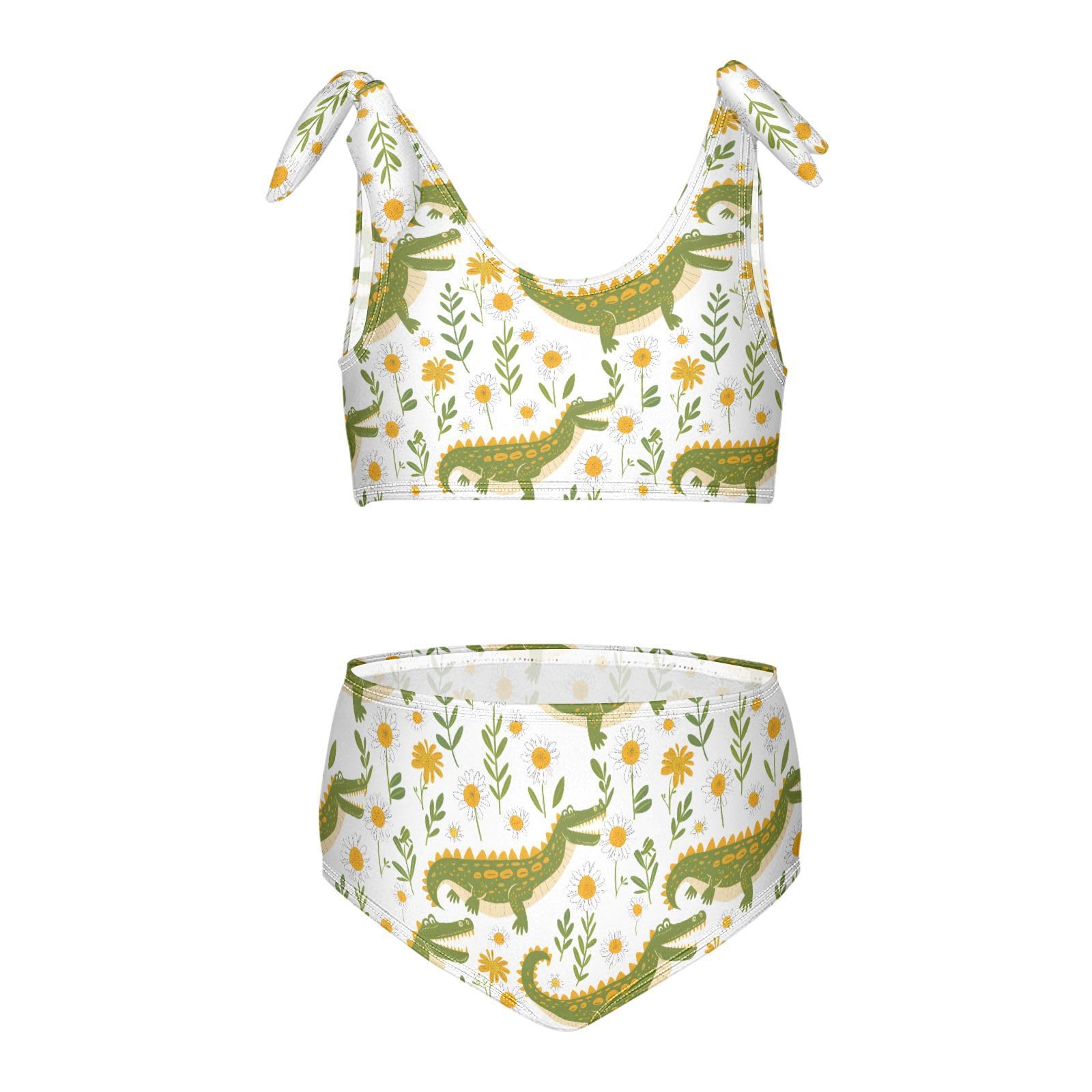Crocodile Daisy Girls Two Piece Tankini Swimsuits Summer Bathing Suit Beach Swimwear Set, 9-10T Multicoloured