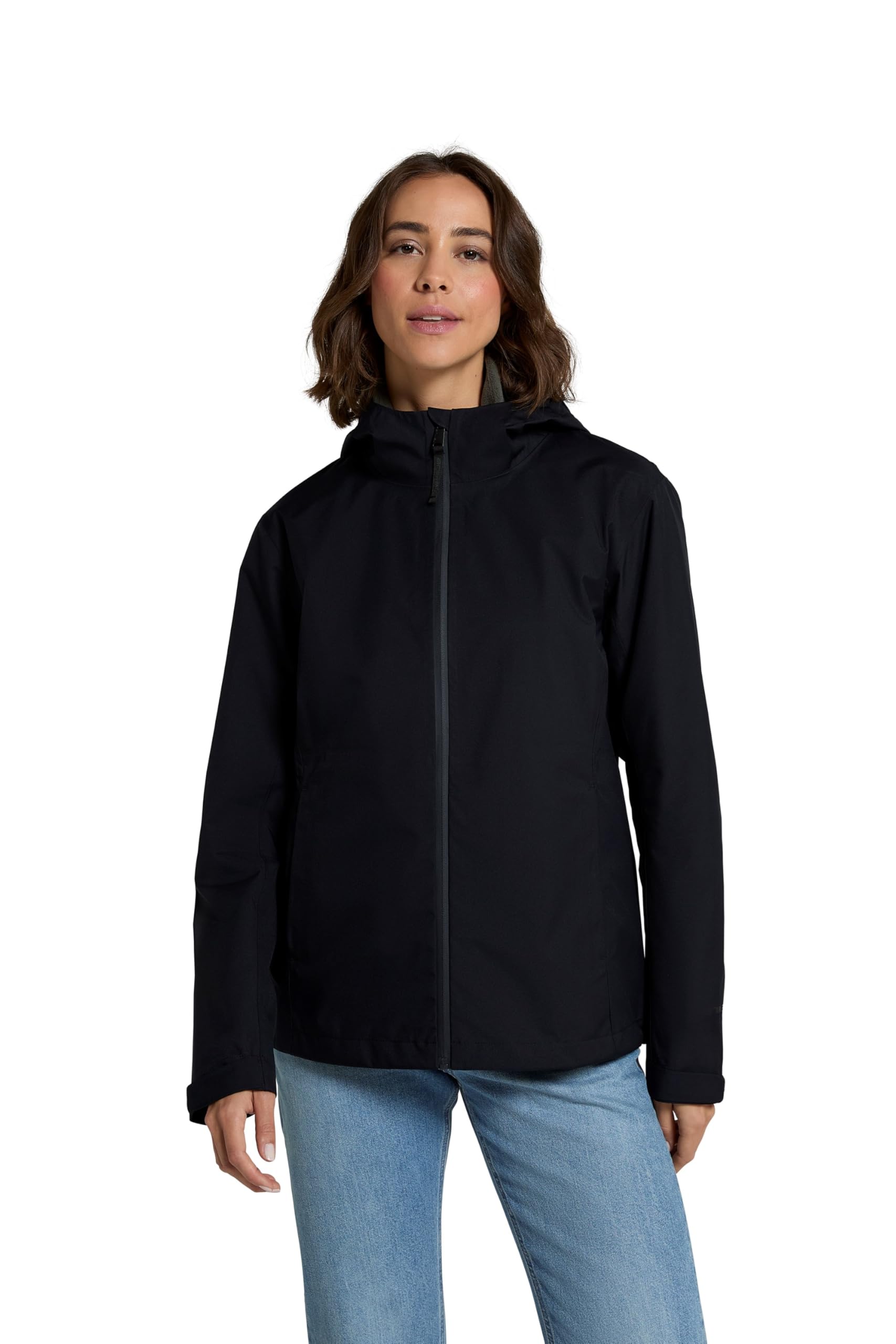 Animal Women's Jet Black Elements Waterproof Jacket - Breathable & Lightweight Coat With Adjustable Hood & Zipped Pockets - Autumn Winter, Outdoors & Walking Size 14