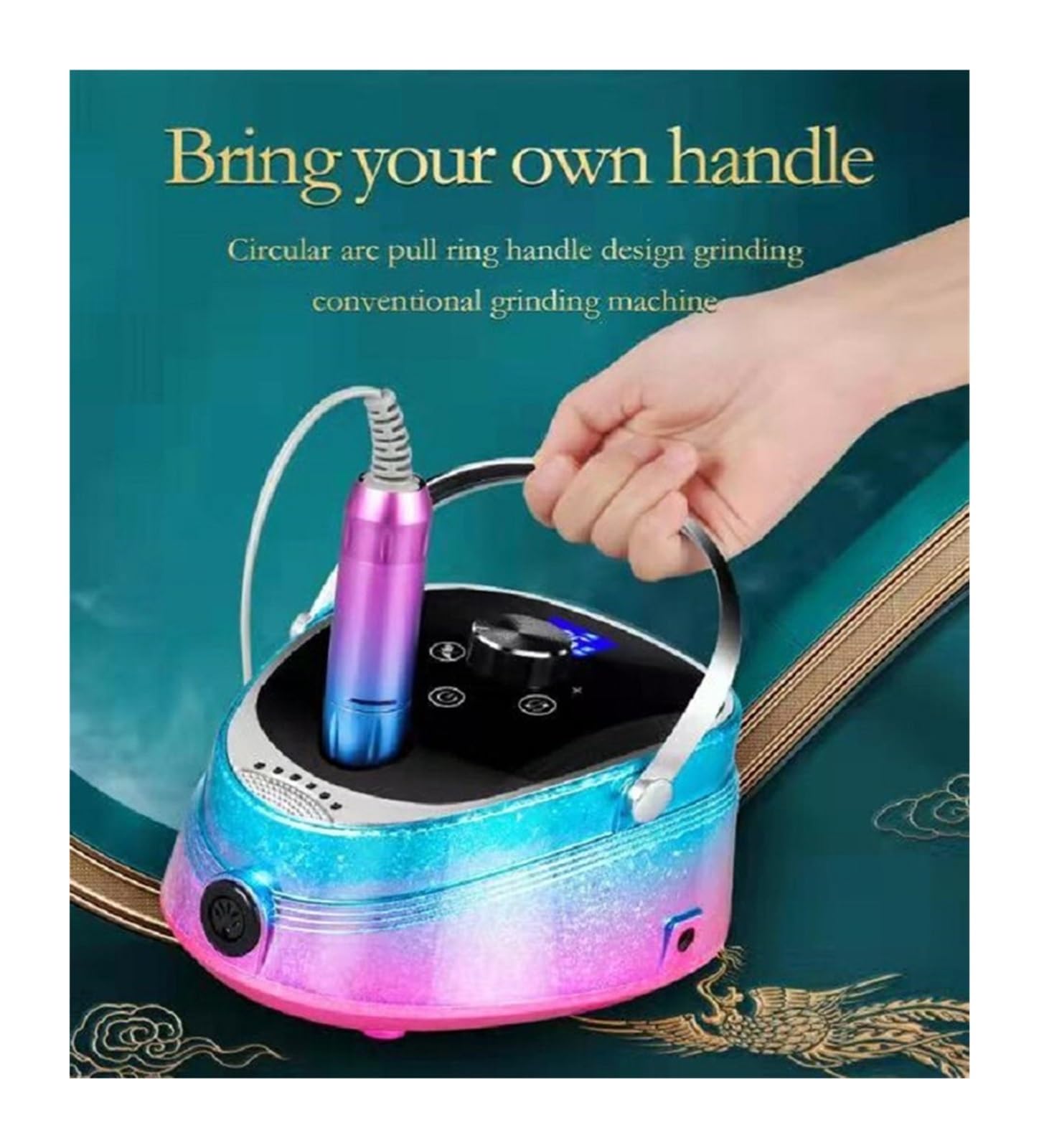 Akumulatorowa wiertarka do paznokci, żel 35000 RPM, przenośna frezarka Manicure ,Niskie wibracje(Pink)