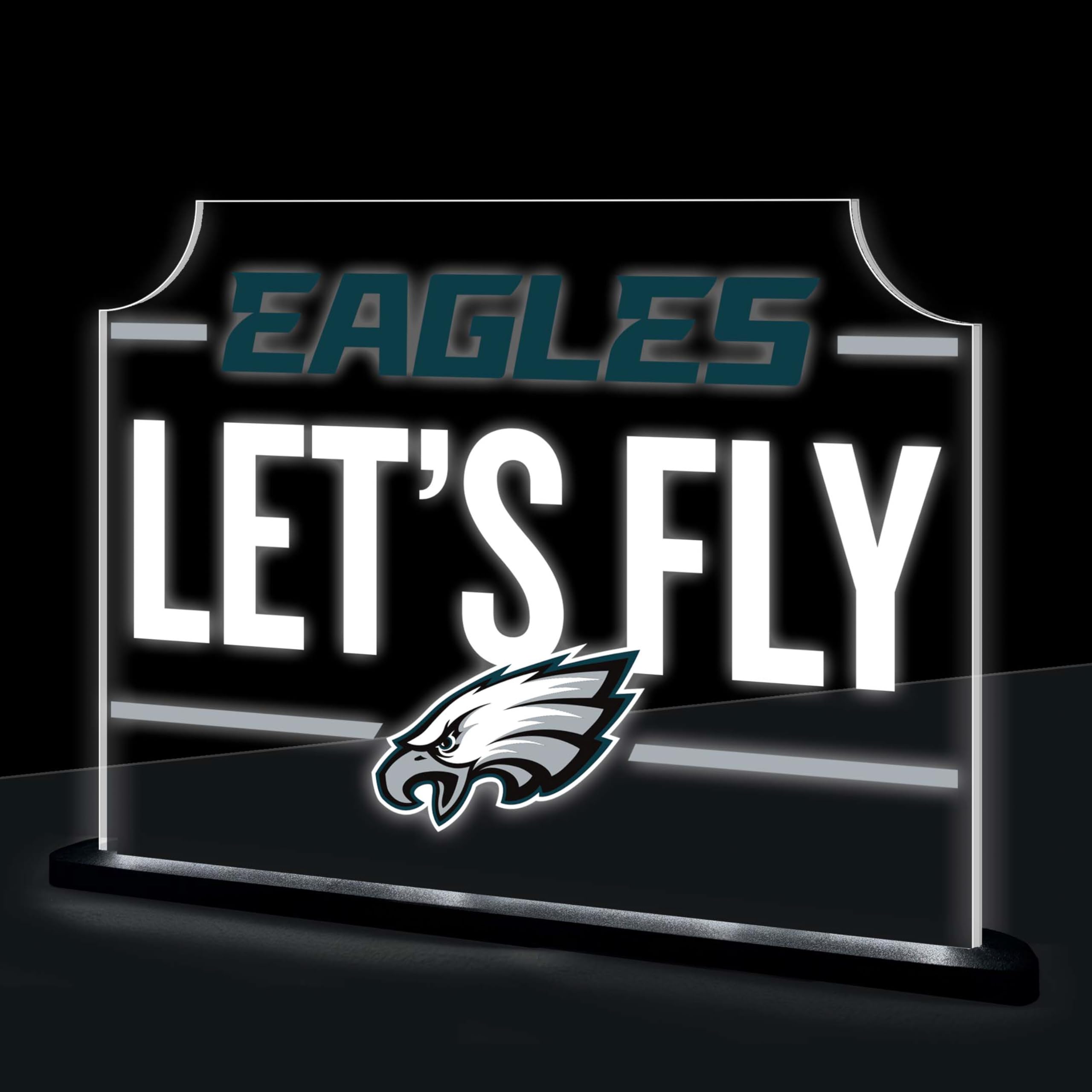 NFL Philadelphia Eagles LED Light Signs Football Rectangle Tabletop Decor, Free-Standing Desk Night Light Lamp for Home, Office, Man Cave, Christmas Gift for Men, Women, Made in USA