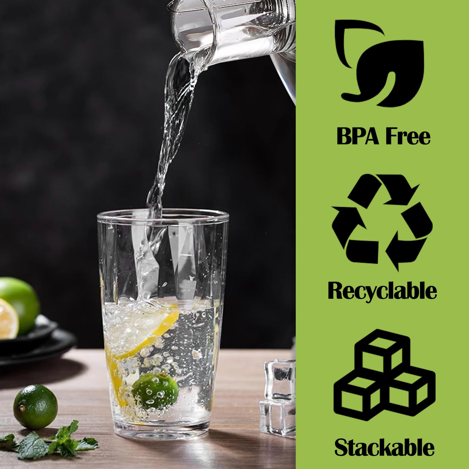 Zestaw 8 szklaneczek, 470 ml, szklanki do picia, kolorowe plastikowe kubki w 8 kolorach, kubeczek dla dzieci, niełamliwe, stosunkowe plastikowe szklanki do soku na kemping, imprezy