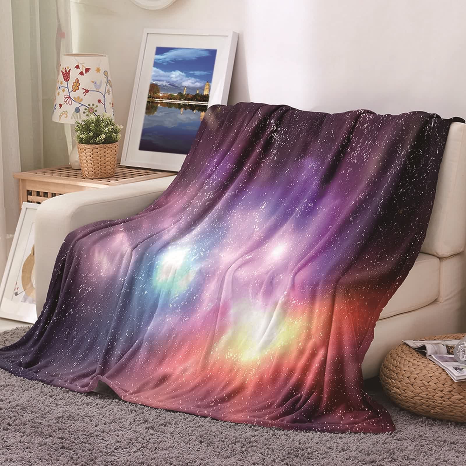 Couverture polaire en flannel KnSam 100x150cm ciel étoilé