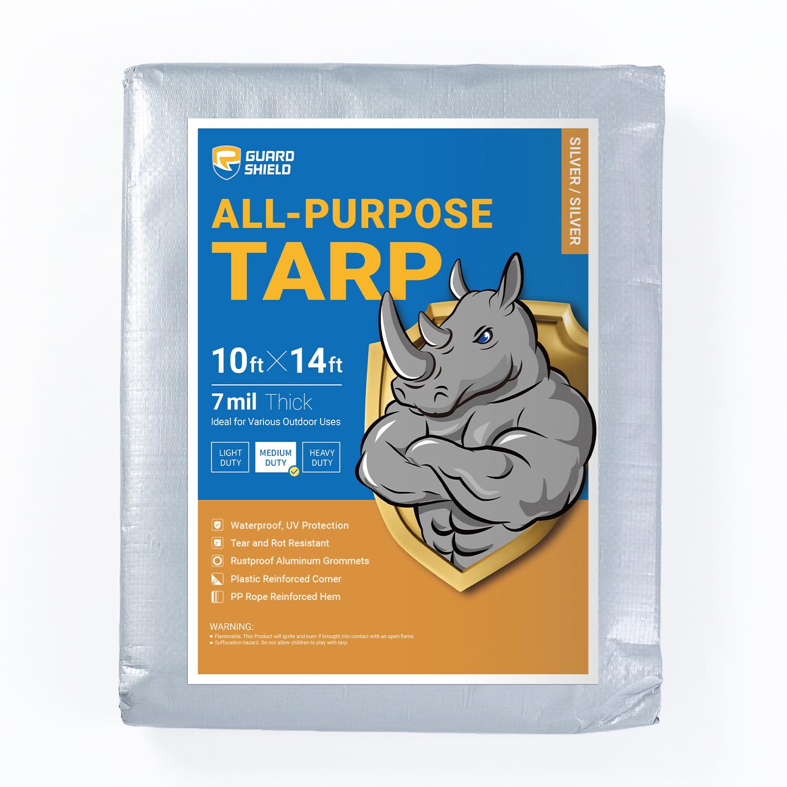 GUARD SHIELD White Tarp 10x12 Feet Medium Duty All Purpose Poly Tarps Cover 7mil — view 132