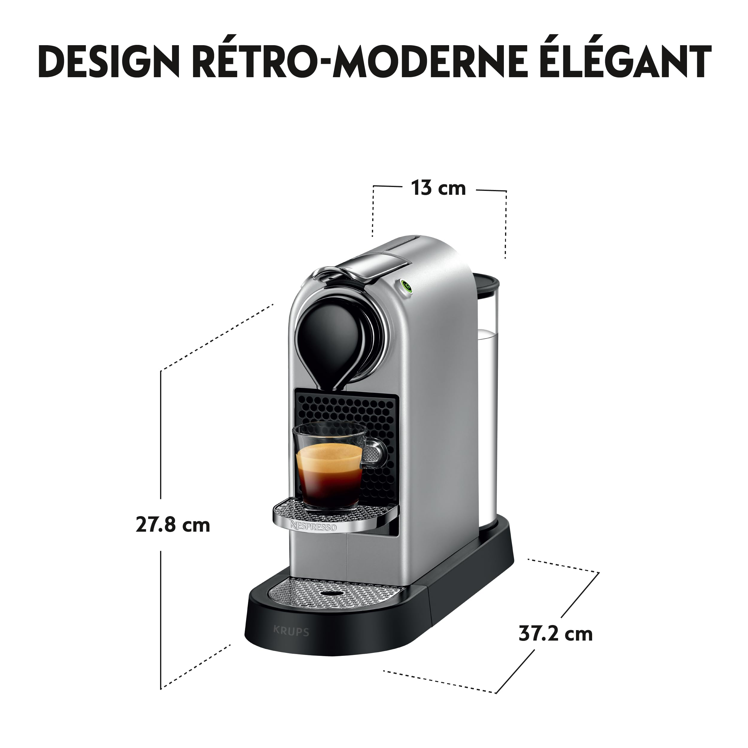 Nespresso Krups Machine à Café Citiz Argent Cafetière à Capsules YY4118FD