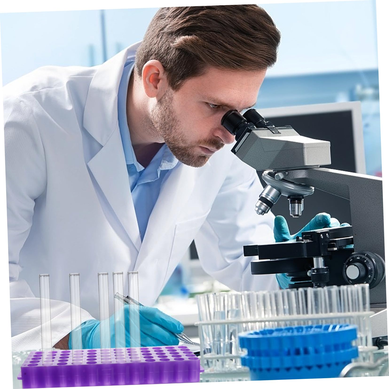 MAGICLULU Gradilla Agujeros Centrífuga de Laboratorio de Tubos 60 Doble Cara 2 Piezas Soporte para Tubos de 0,5ml y 1,5ml Material Pp para Experimentos Científicos