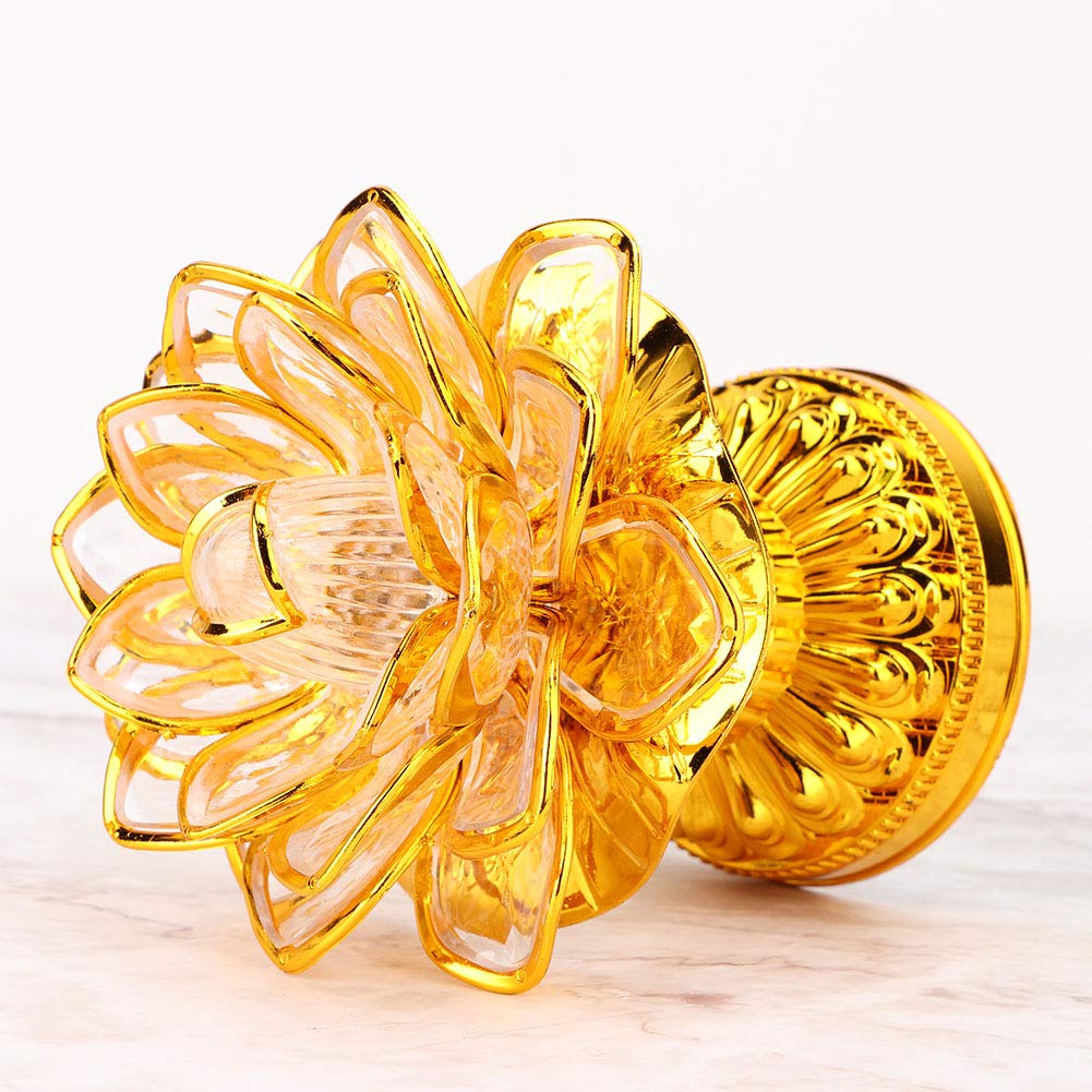 Pssopp Buddha Lotus Light LED Lotus Lamp Golden Lotus Light LED Lotus Buddhist Lamp Buddhism Faith Supplies with 36 Different Buddhist Song