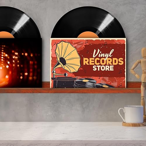 Miniatura 6 de 2 estantes largos para discos de vinilo para montaje en pared, soporte para discos de vinilo de madera de 38 pulgadas, estantes de montaje en pared,