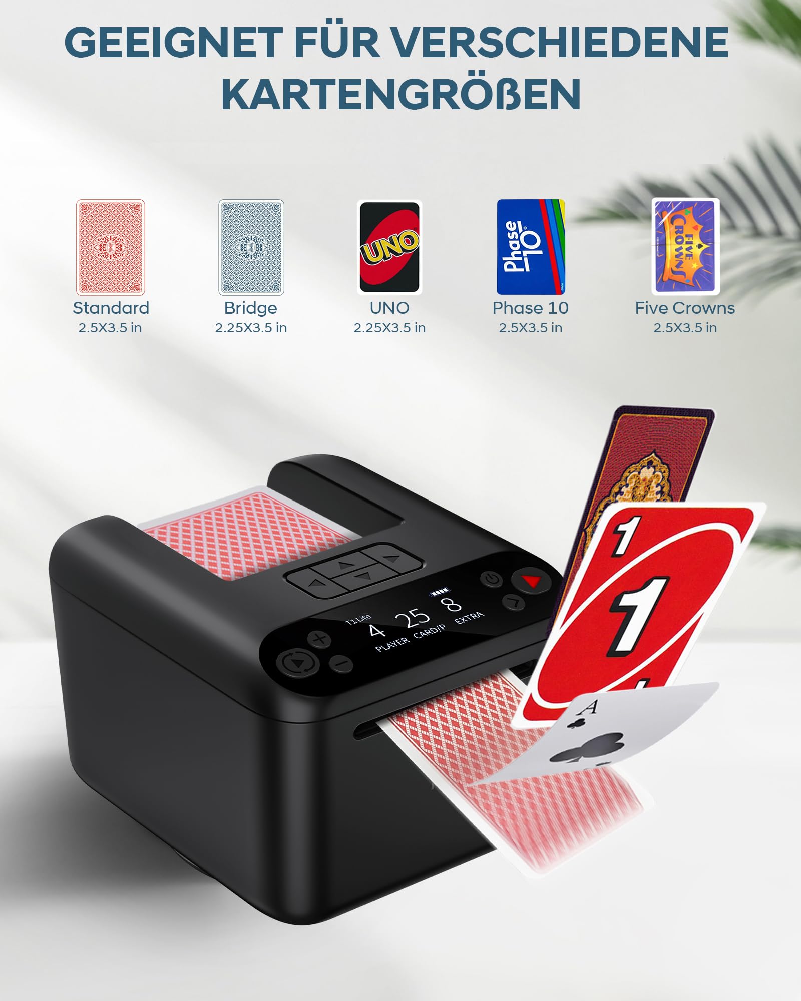 Automatischer Karten Austeiler, 180°/360° Drehung für 1–3 Decks, Karten Verteiler, 2–12 Spieler mit 4 Fernbedienungen, Eingebaute Spielmodi, Wiederaufladbar, Leise für Poker, Blackjack, Texas Holdem
