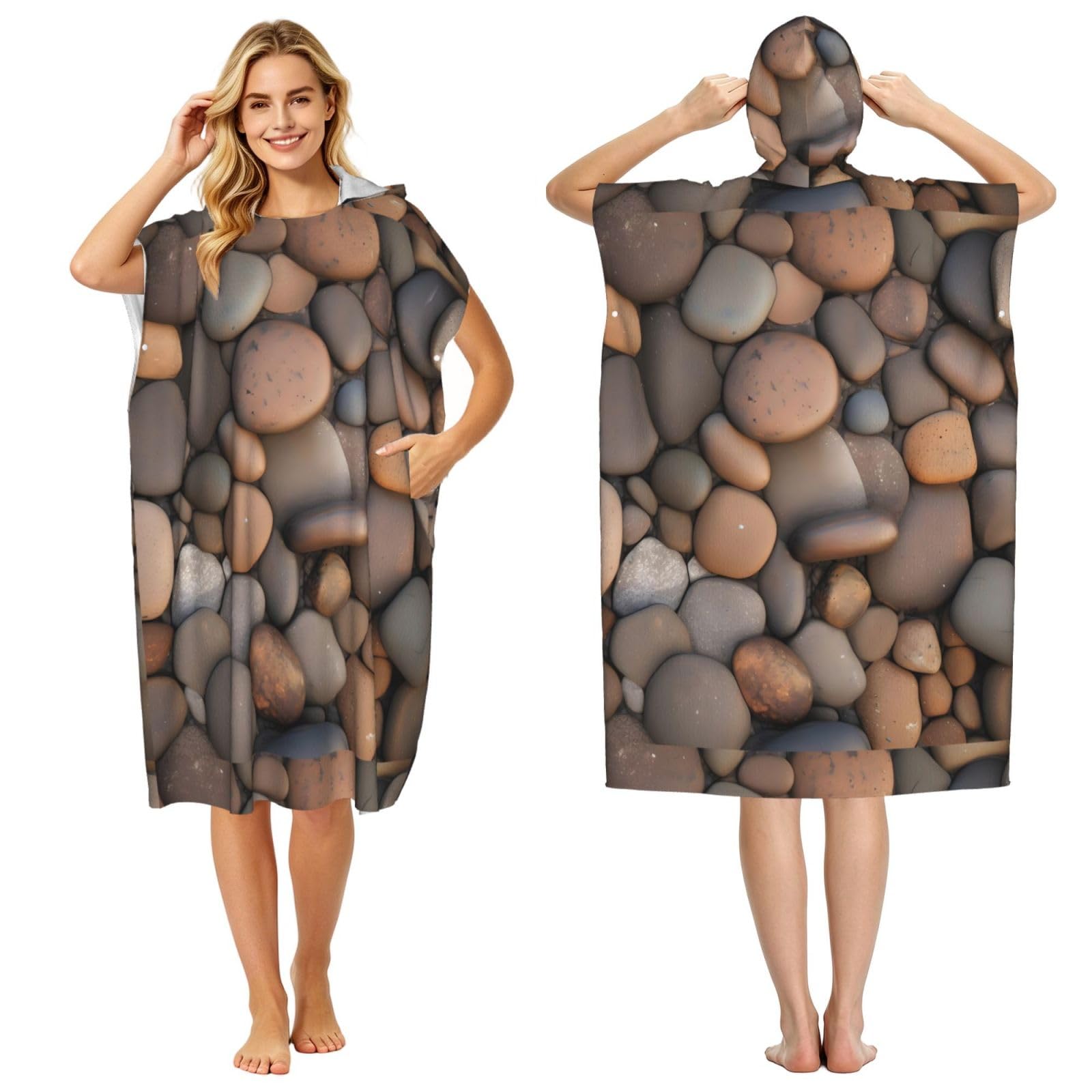 WSSYYBF WSSYYBFPebbles in the beach Adult hooded beach towel Oversized with Hood for Absorbent Quick Dry