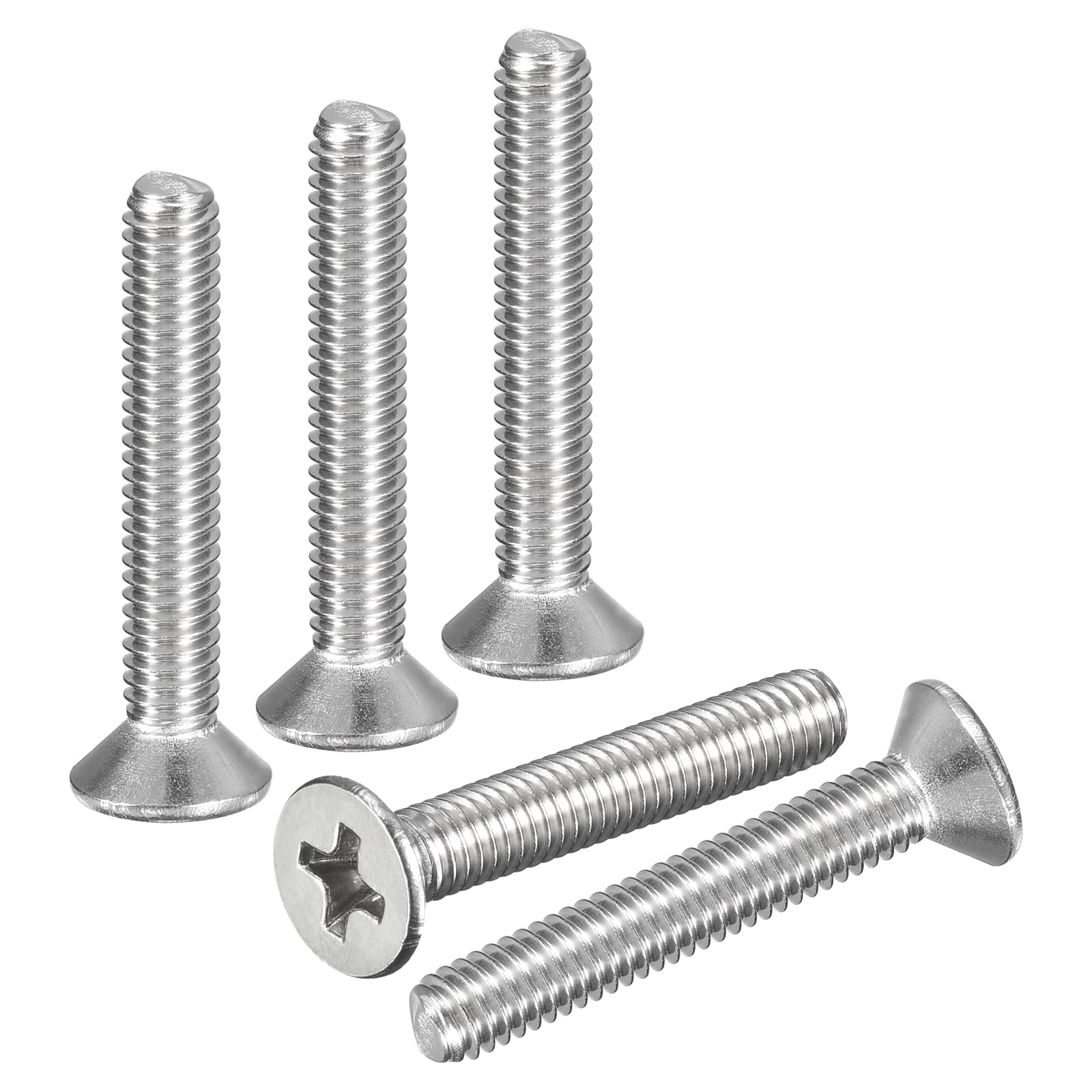 DTGN M4-0.7x25 Phillips Countersunk Head Bolt - 30pcs - Good for Outdoor Machinery Fastening Maintenance - 304 Stainless Steel Flat Head Machine Screw Bolt - Silver Color — image 1