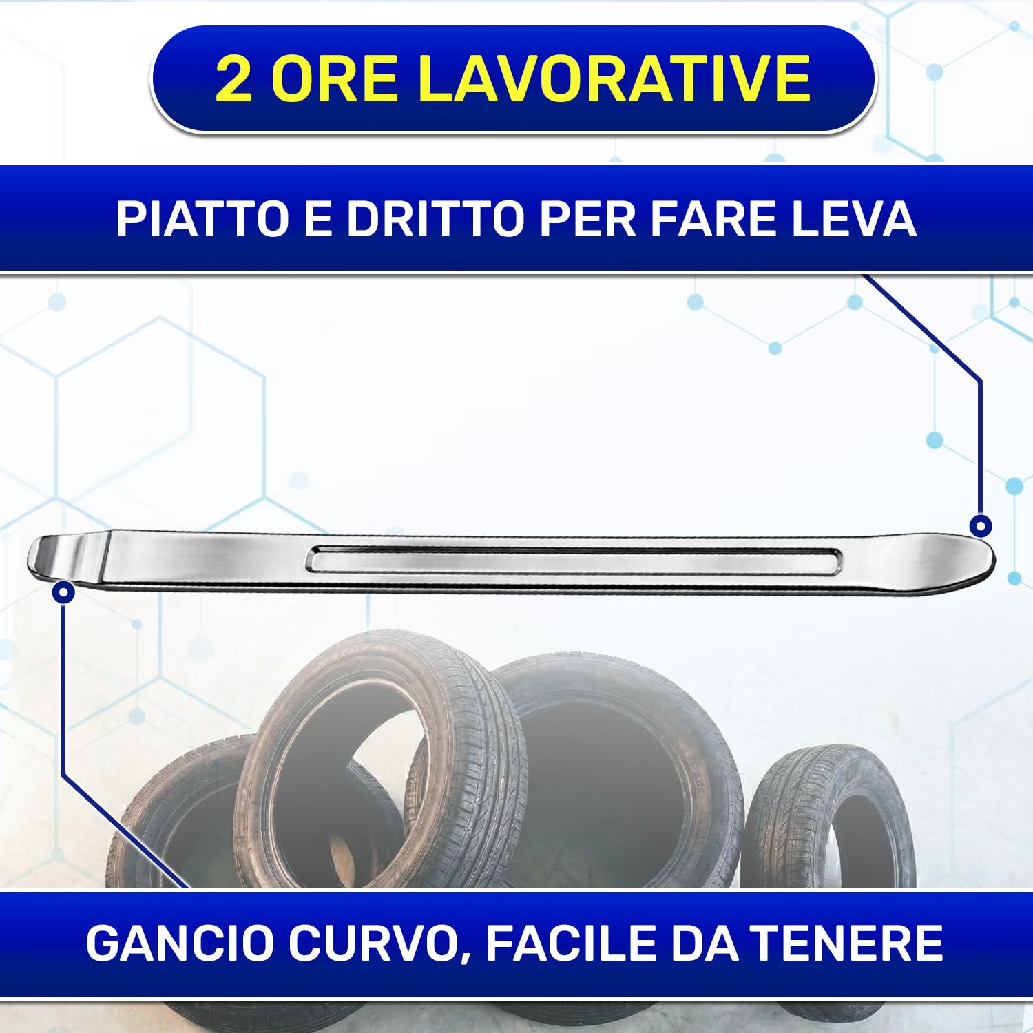 Leve Smontagomme 400 mm Acciaio Cromo-Vanadio Rivestimento Cromato MONTERAL 2 Pezzi