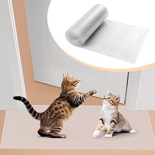 Cat Scratch Carpet Protector, Tailorable Plastic Cat Scratcher Mat for Carpet, Non Slip Cat Scratching Pad with Lips, Prevent Carpets from Scratching Tearing at Doorway, 98.4×12.2 Inch