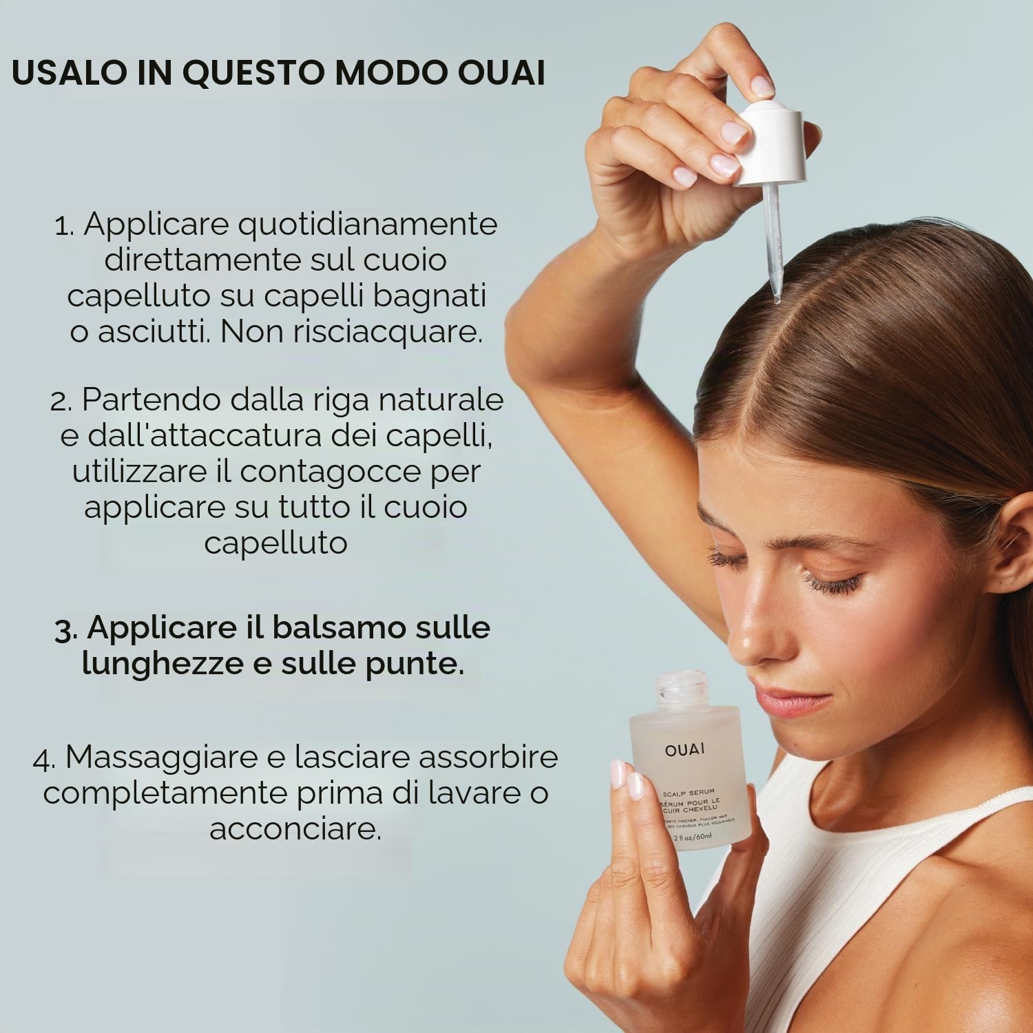OUAI Siero per cuoio capelluto per capelli più spessi e più sani, formula equilibrante e idratante per capelli dall'aspetto più pieno, 2 Fl Oz
