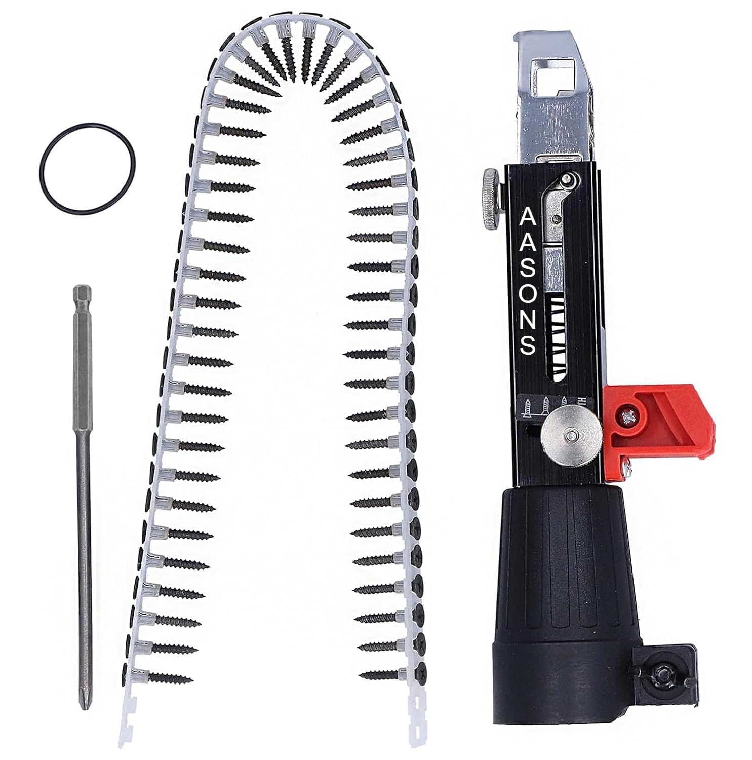 AASONS Automatic Chain Nail Gun Adapter – Collated Screw Auto-Feed Nailing Head for Electric Drill, Drywall & Woodworking Nail Gun Attachment with 50Pcs Chain Nails-image-16