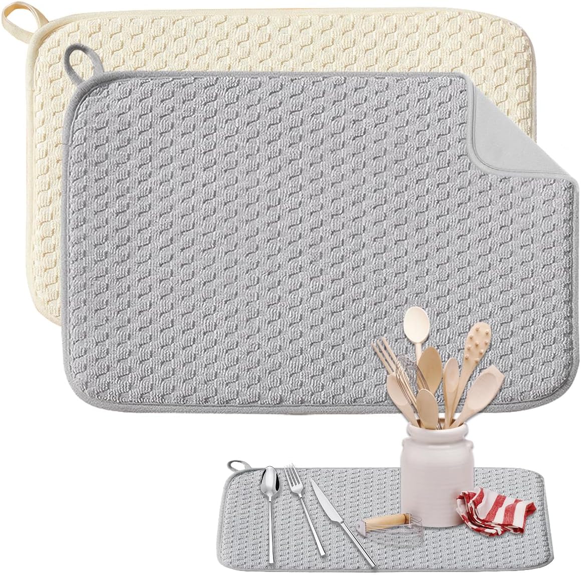 Chłonna mata ociekowa do naczyń 40 x 30 cm z mikrofibry mata do osuszania naczyń kuchennych do jadalni stołu herbacianego 2 sztuki