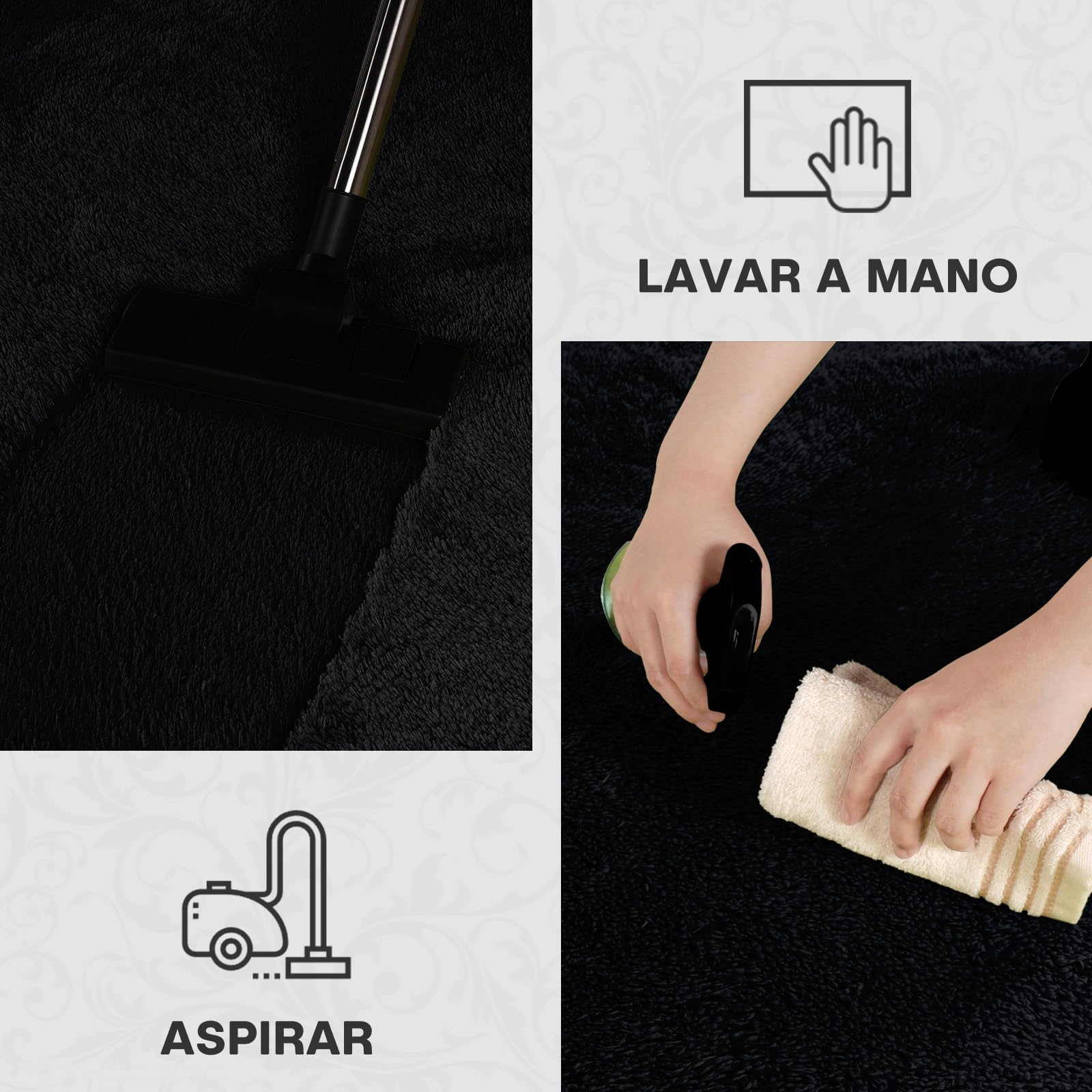 XSIVOD Alfombra mullida de pelo largo, color negro, lavable, 120 x 160 cm, para salón y dormitorio, antideslizante, moderna y suave para habitación infantil