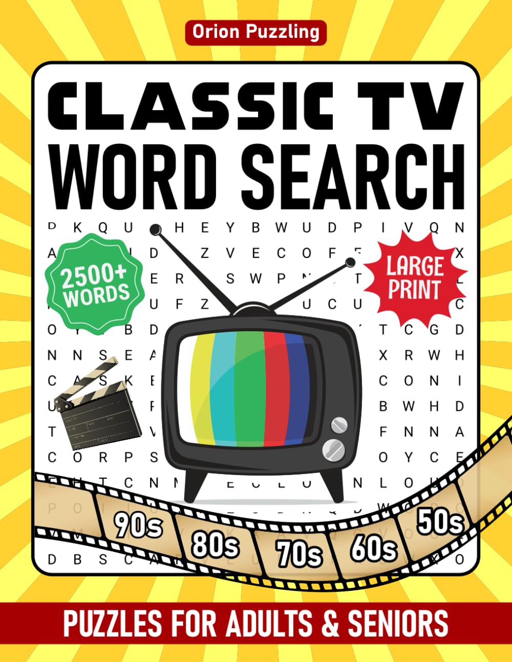 Classic TV Word Search Puzzles For Adults Large Print: Fun & Nostalgic Themed Word Find Puzzle Book For Seniors, 50s, 60s, 70s & 80s Nostalgia Wordsearch Book