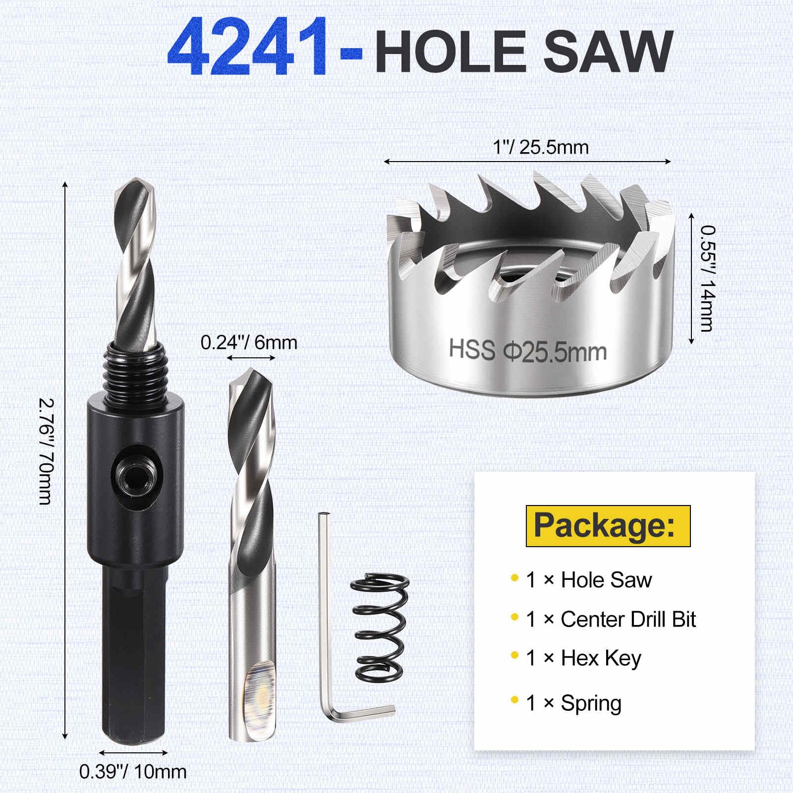 DTGN 1" Hole Saw 4241 High Speed Steel - 25.5mm Hole Cutter - Good for Thin Metal/PVC/Acrylic/Plastic/Wood Board - Silver - Image 2