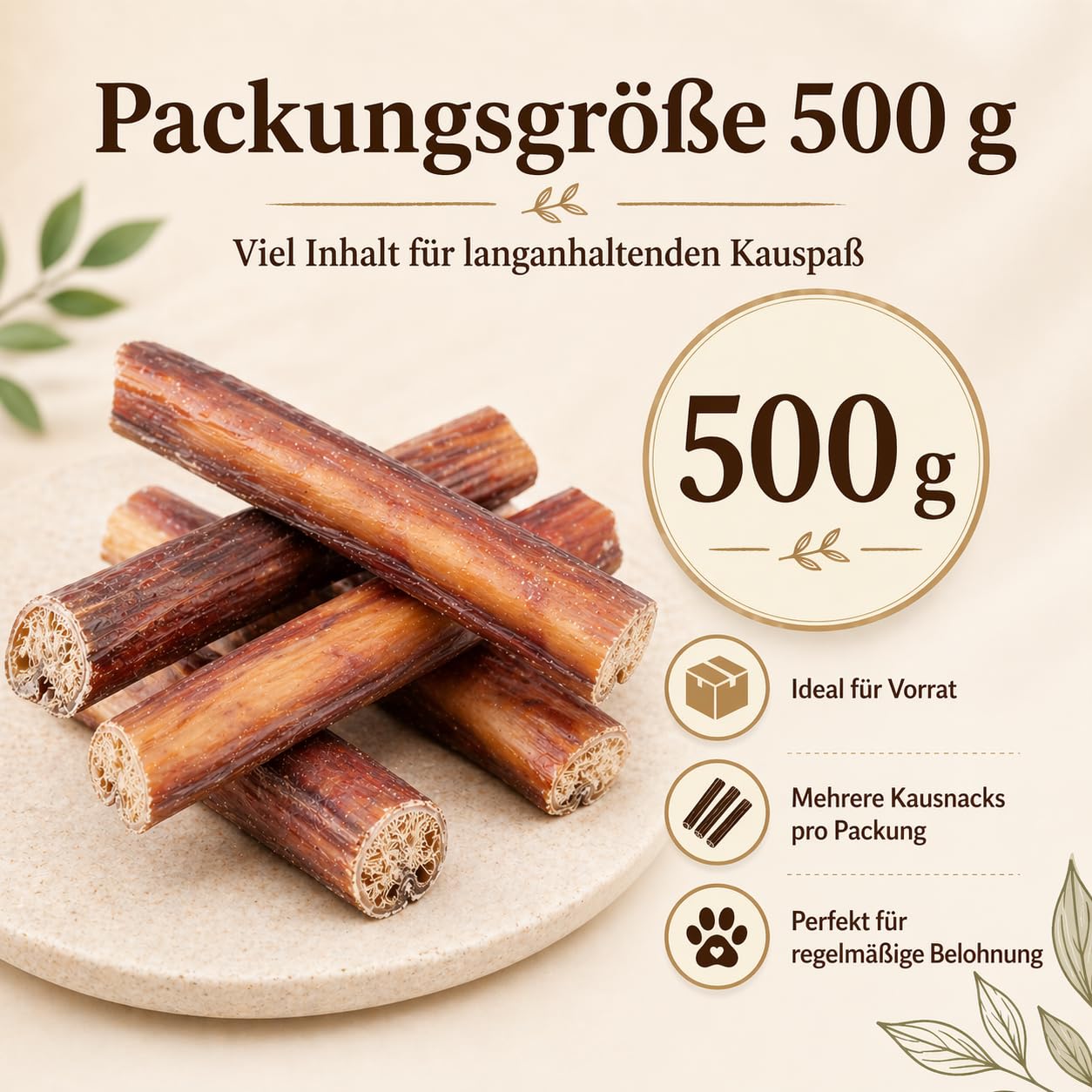Ochsenziemer 12 cm – 500 g ca. 18 STK. – Natürlicher Kausnack für Hunde – 100 % Rind – Zahnpflege & Beschäftigung – Getrocknetes Kauprodukt – Ohne Zusatzstoffe