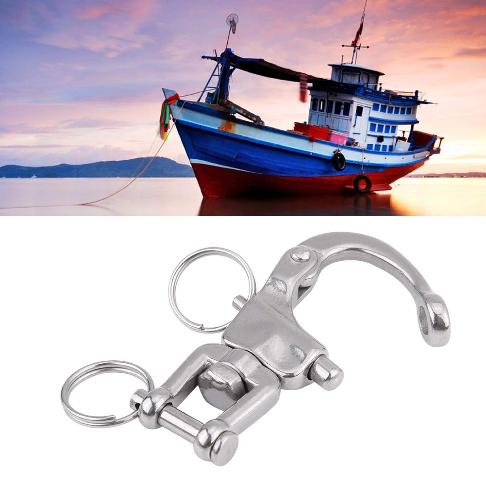 Jaw Swivel Snap Shackle, Quick Release Swivel Jaw Snap Sailing Shackle for Sailboat Spinnaker Halyard 316 Stainless Steel (70mm)