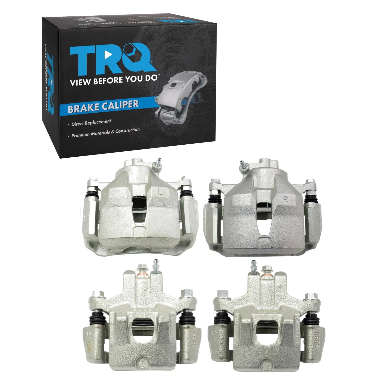 TRQ Front and Rear Brake Caliper Set Zinc Coated Brackets Compatible with 2002-2006 Toyota Camry