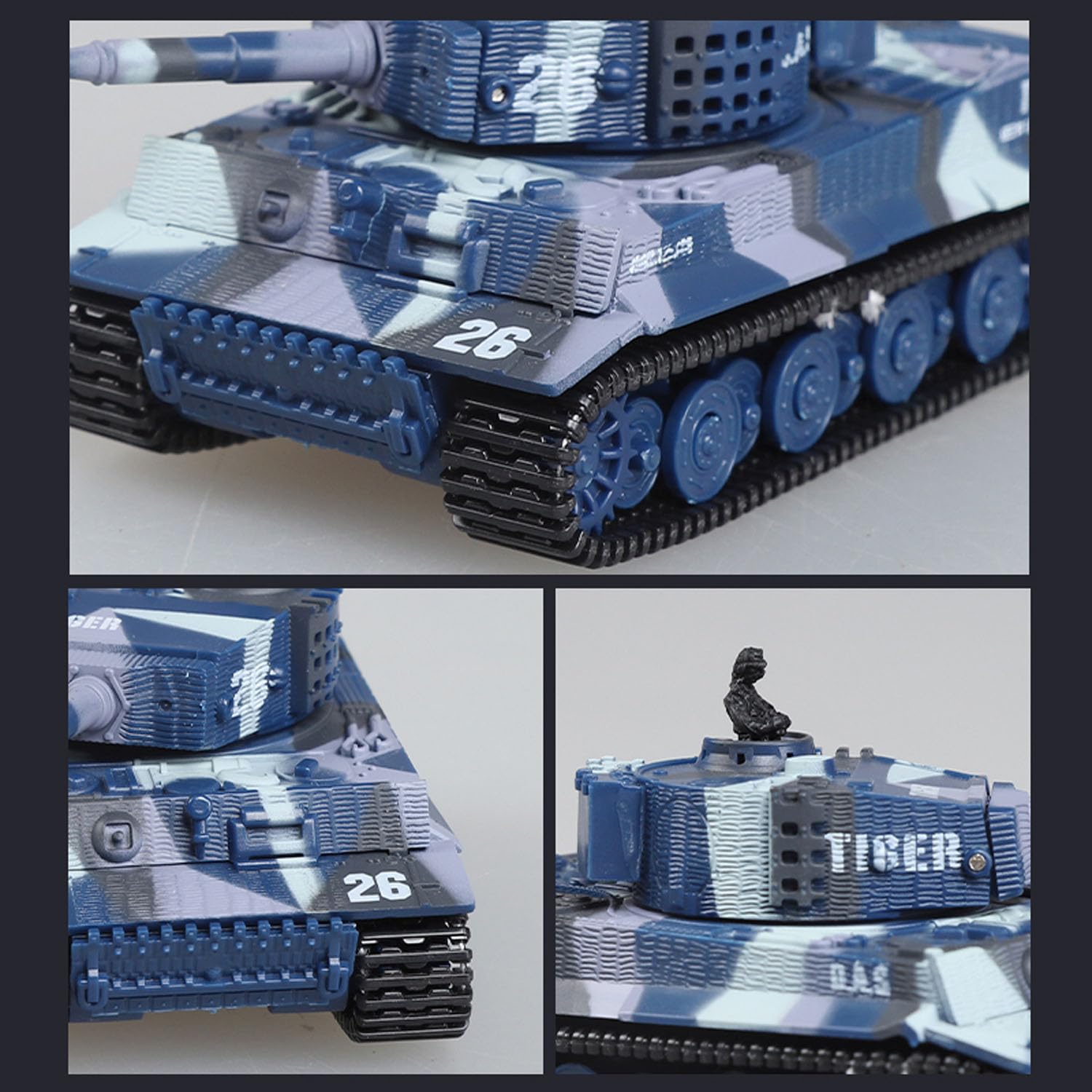 TOUCAN RC HOBBY RC 1:72 Panzer Spara Sound Turret Ruota 360°RTR Tigre Tedesca Colore Mimetico Blu