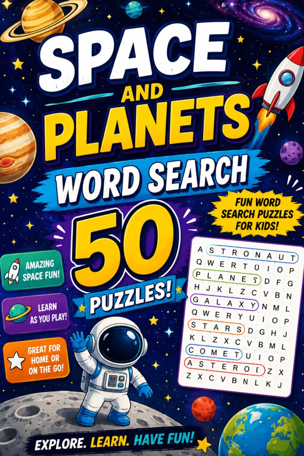 Space and Planets Word Search: Fun Word Search Puzzle for Kids