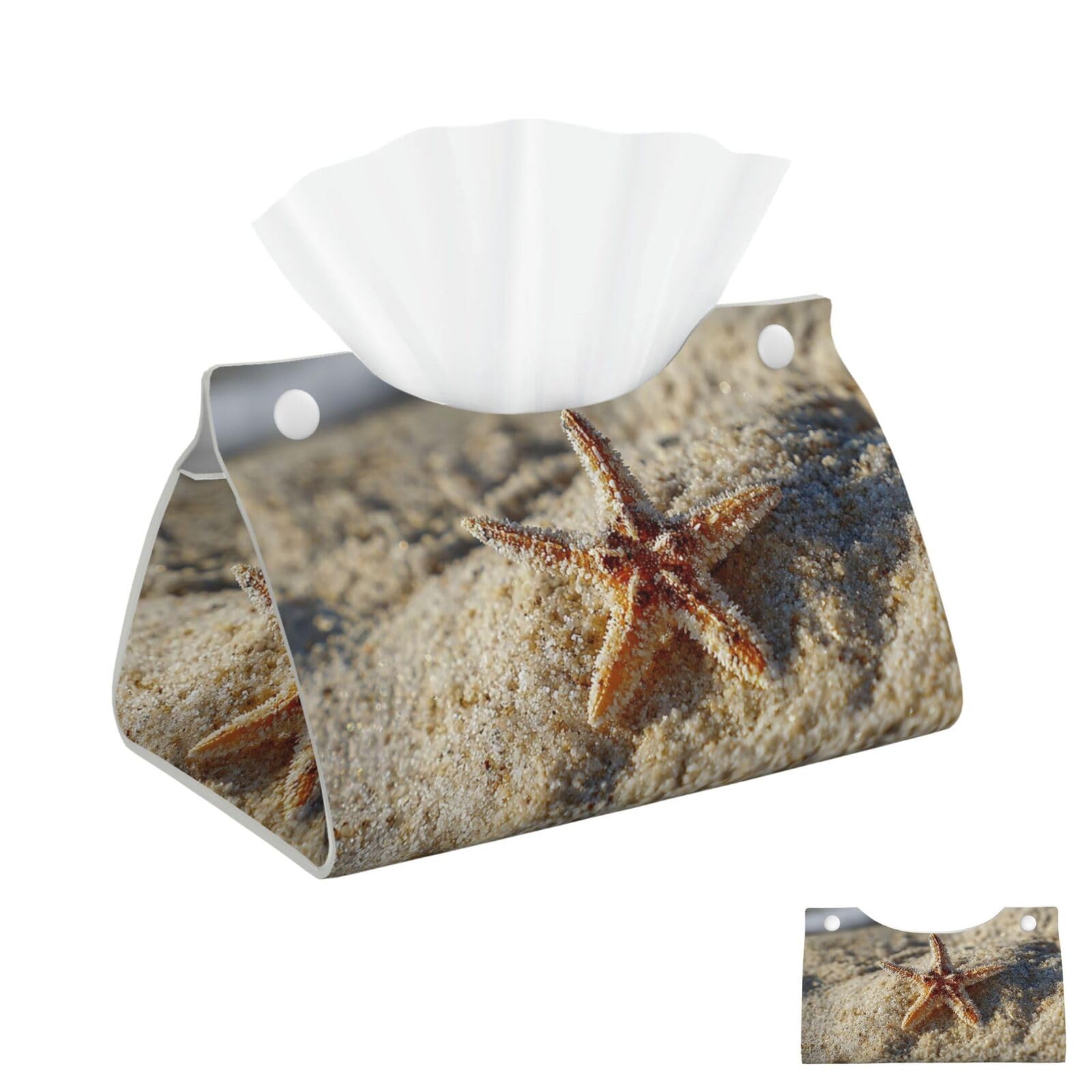Beach Starfish Tissue Box Cover Square Cube Boxes