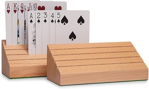 Standard Size Solid Beech Playing Card Holder-2 Piece Set-Card Storage