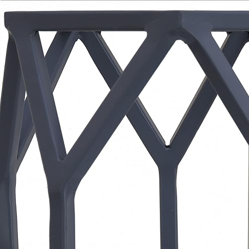 Miniatura 3 de Portavelas tipo farol, azul polvoriento, diseño y acabado moderno, incluye chimenea de cristal, 11 pulgadas