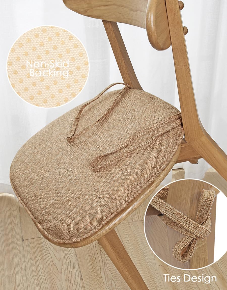 Stühle, Mit Bändern und waschbarem Bezug | Komfortabel atmungsaktiv(Beige)