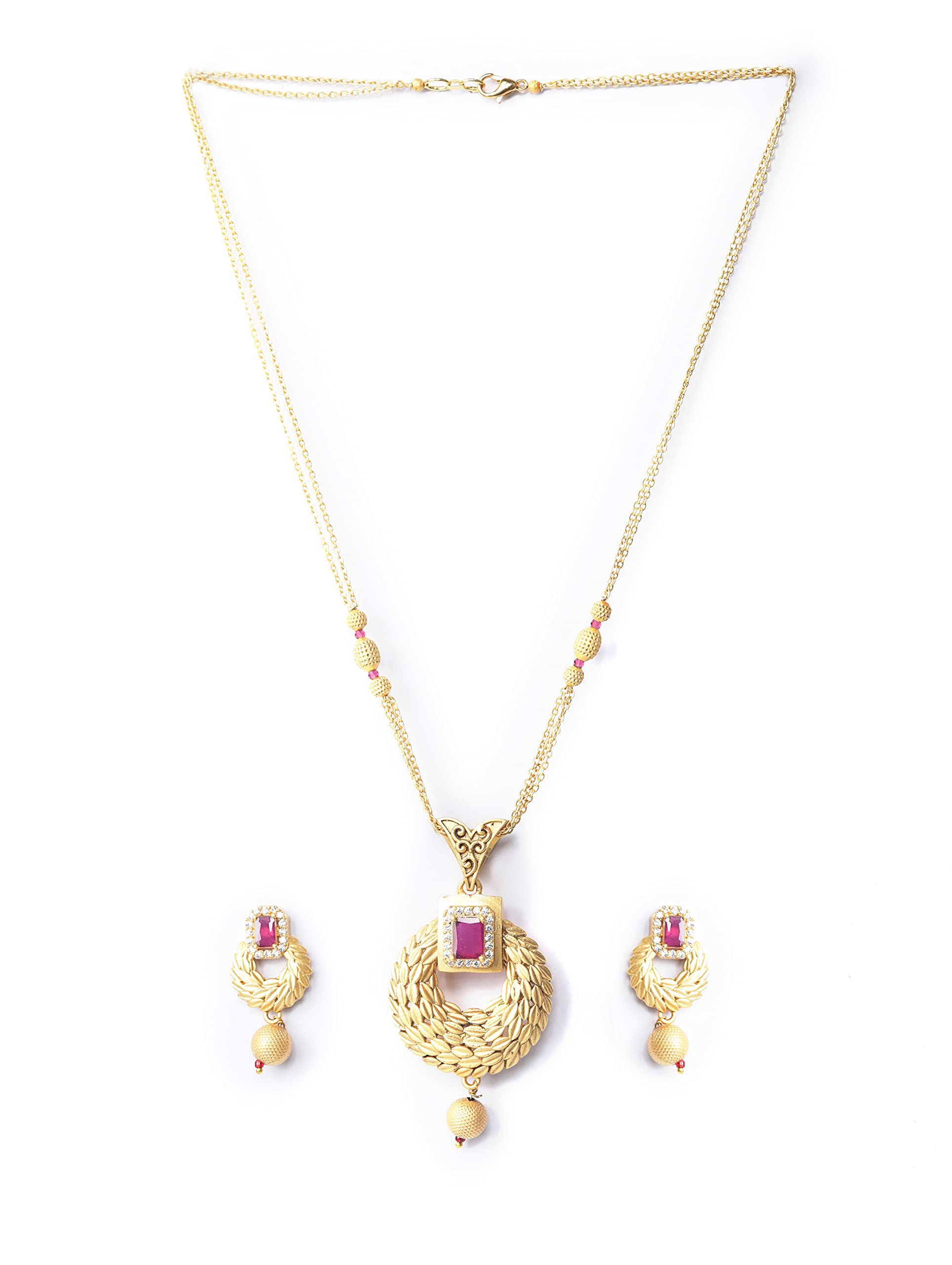 Priyaasi Maroon Ruby American Diamond Gold Plated Jewellery Set (B09GFDD3HQ) Amazon Price History, Amazon Price Tracker