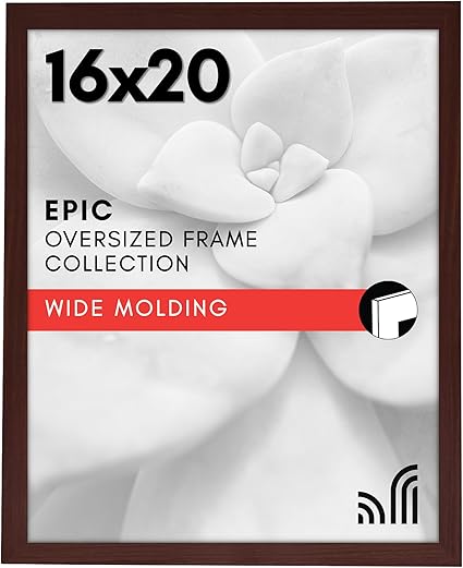 Americanflat 16x20 Picture Frame with Polished Plexiglass - Wide Picture Frames Made of Engineered Wood for Vertical or Horizontal Wall Display - Epic Collection - Mahogany