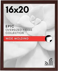 Americanflat 16x20 Picture Frame with Polished Plexiglass - Wide Picture Frames Made of Engineered Wood for Vertical or Horizontal Wall Display - Epic Collection - Mahogany