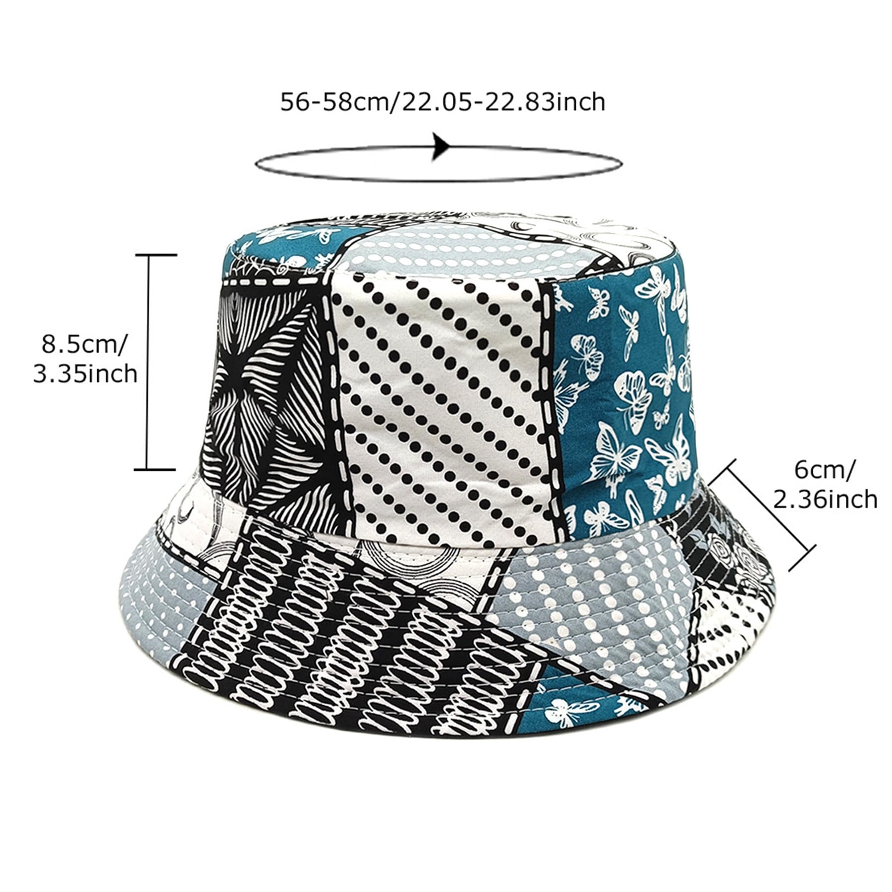Feng Shui， Chapeaux de Seau pour Femmes - Chapeau de Seau de pêcheur d'extérieur d'été Pliable réversible Chapeau de Seau de Soleil de Plage en Coton pour Les Adolescents