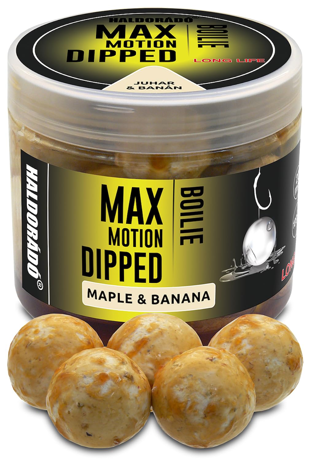 Haldorado Max Motion Dipped Boilie, Maple & Banana Flavor, 20mm, Carp Fishing Bait
