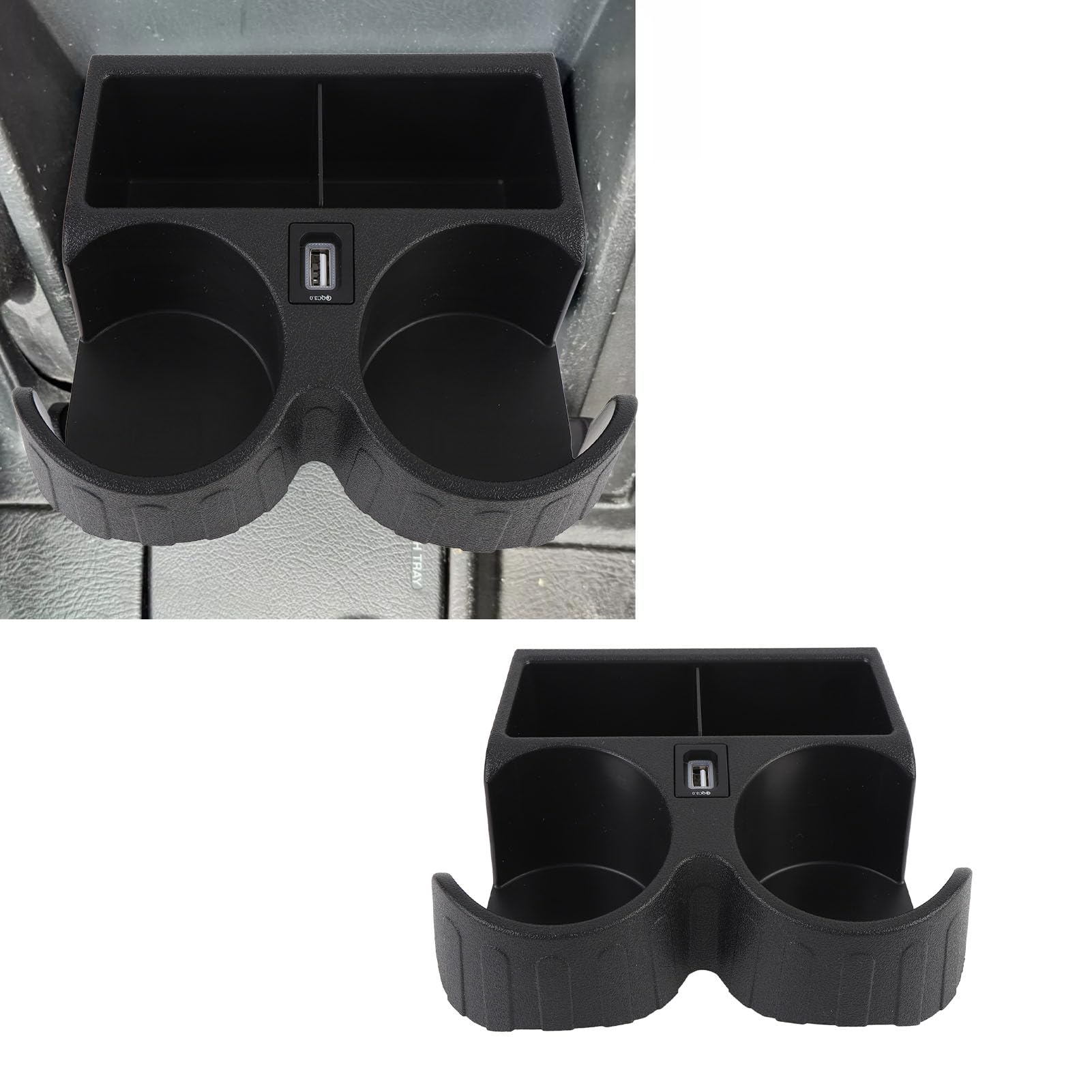 Uchwyt do Kubka Samochodowego Port USB FYE727069 Plactopoodporne Tworzywa Sztuczne Wielofunkcyjne Napoje Samochodowe Konsola Podwójna Kubek Uchwyt do Dwóch Filiżanek Czarny
