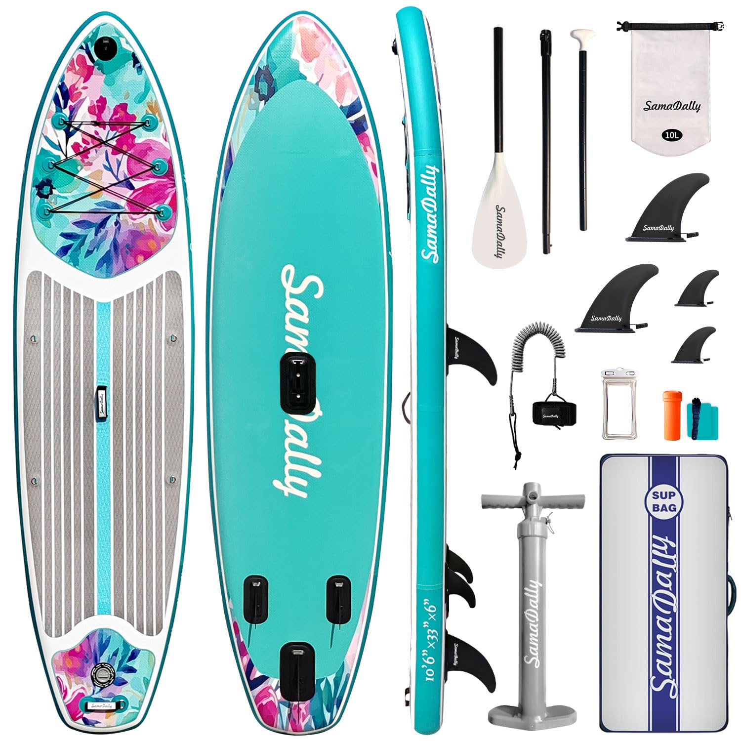 SAMADALLY Inflatable Stand Up Paddle Board in Crimson Dream Blue color.