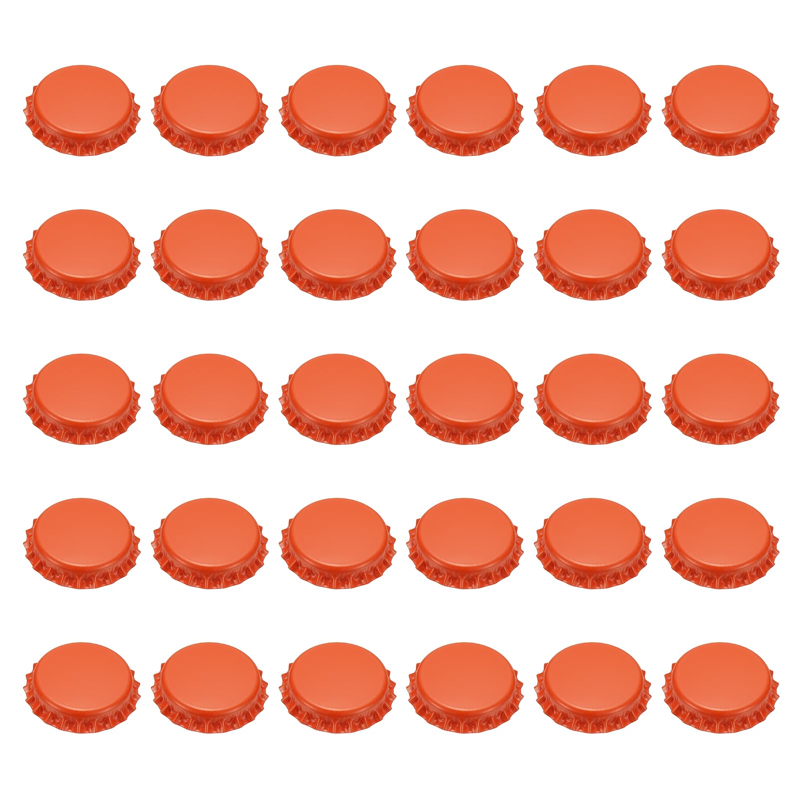 sourcing map 60 Pcs Oxygen Absorbing Beer Bottle Caps, 32mm Pry Off Bulk Crown Caps Bottle Toppers for Soda Beer Wine Glass Bottles Home Brewing DIY Pendants or Craft Scrapbooks, Orange