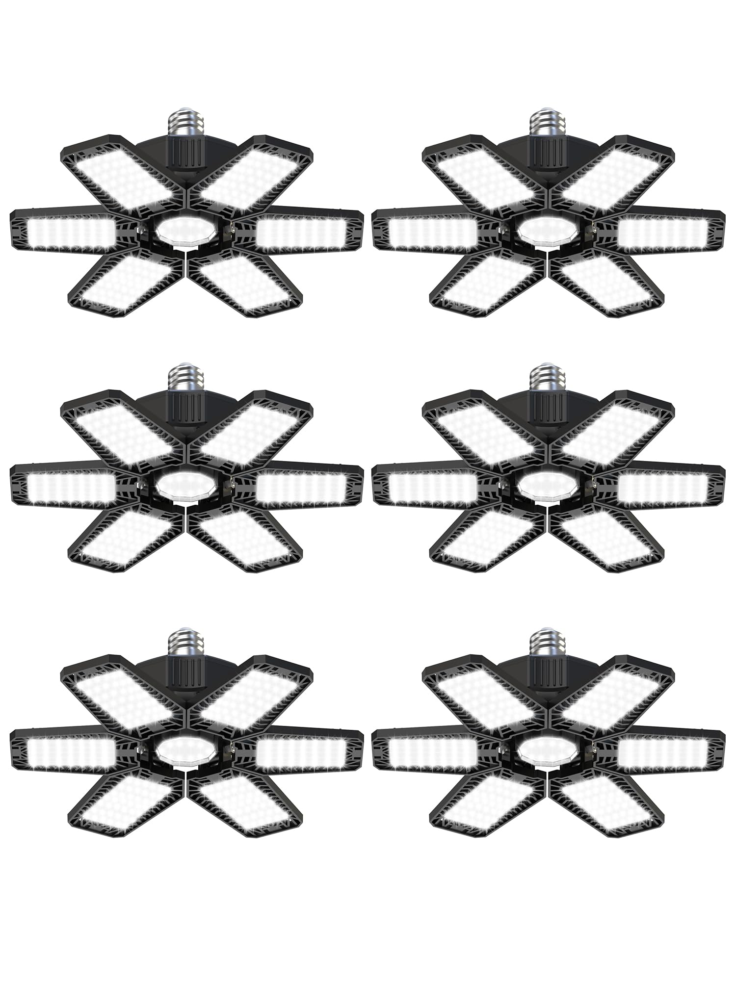 YIQIBRO Garagenlampe LED 185W 6 Stück, 18500LM 6500K Verformbare LED Werkstatt Deckenleuchte mit 6+1 Verstellbaren Paneelen, Werkstattlampe Garagenleuchte für Keller Geschäft Werkstatt Lager