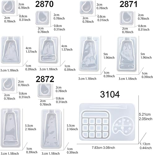 Miniatura 2 de Surtido de moldes de fundición de resina para epoxi, resina UV, arcilla polimérica, hormigón, cemento, caramelo, chocolate, isomalt, 5 unidades