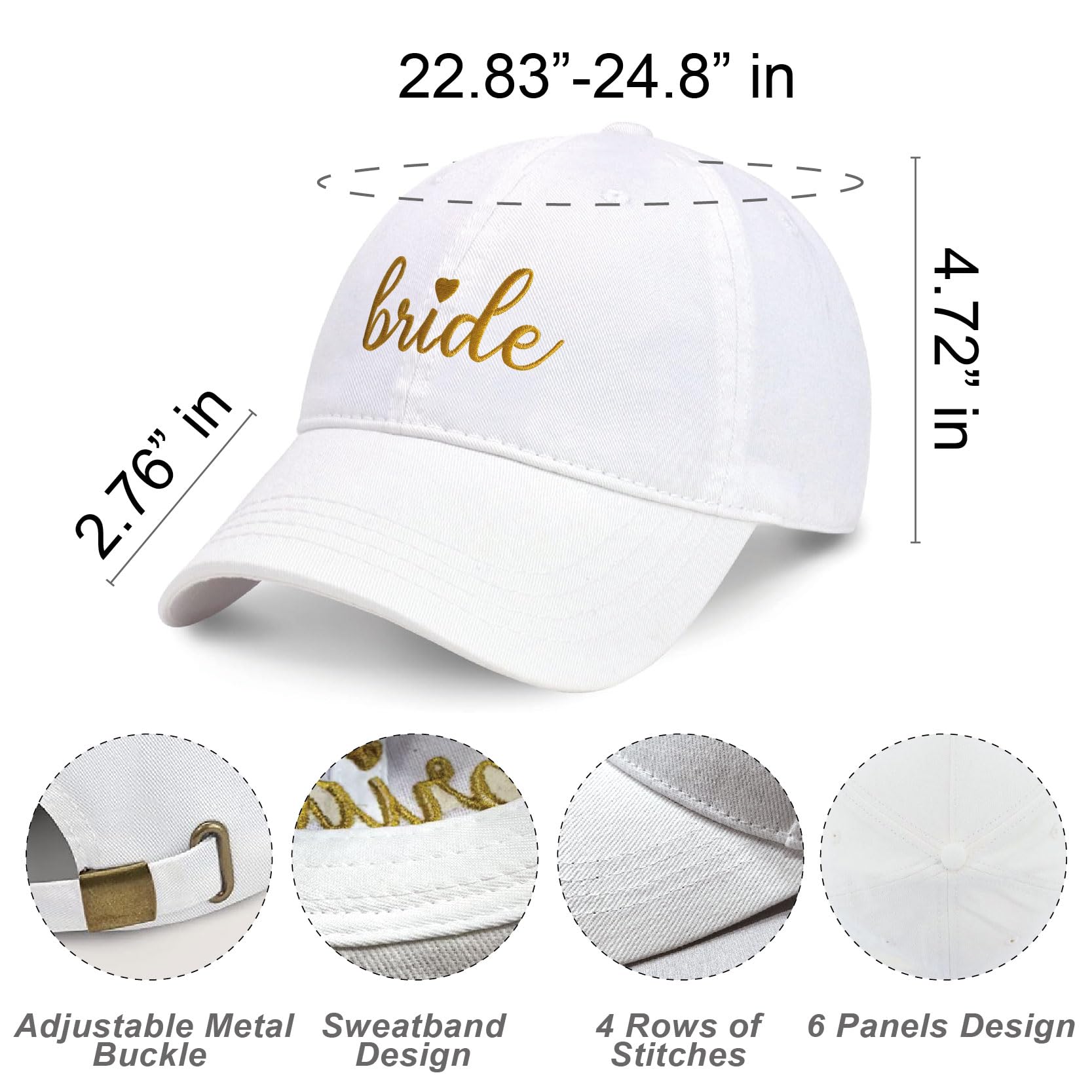 PartyGifts&Beyond Lot de 6 Chapeaux de Baseball pour Femme - Cadeaux de Demoiselle d'honneur - pour Enterrement de Vie de Jeune Fille (Rouge vin)