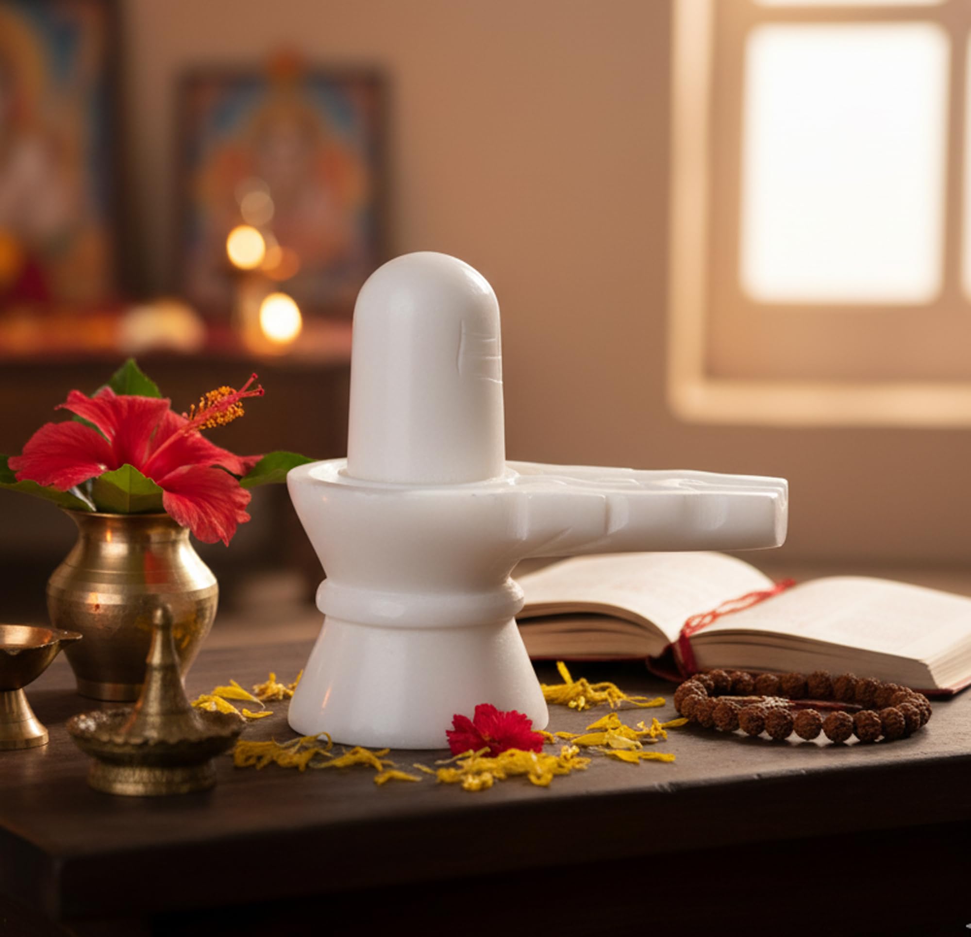 StonKraft 5" White Marble Shiva Lingam/Shiv Ling Shankar Bholenath Shivji Mahadev Bhole Bhandari Idol Murti