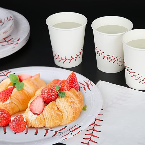 Miniatura 5 de Decoraciones de fiesta de béisbol, suministros para fiesta de cumpleaños de HYMENEX y béisbol, suministros para fiesta de béisbol, kit de vajilla