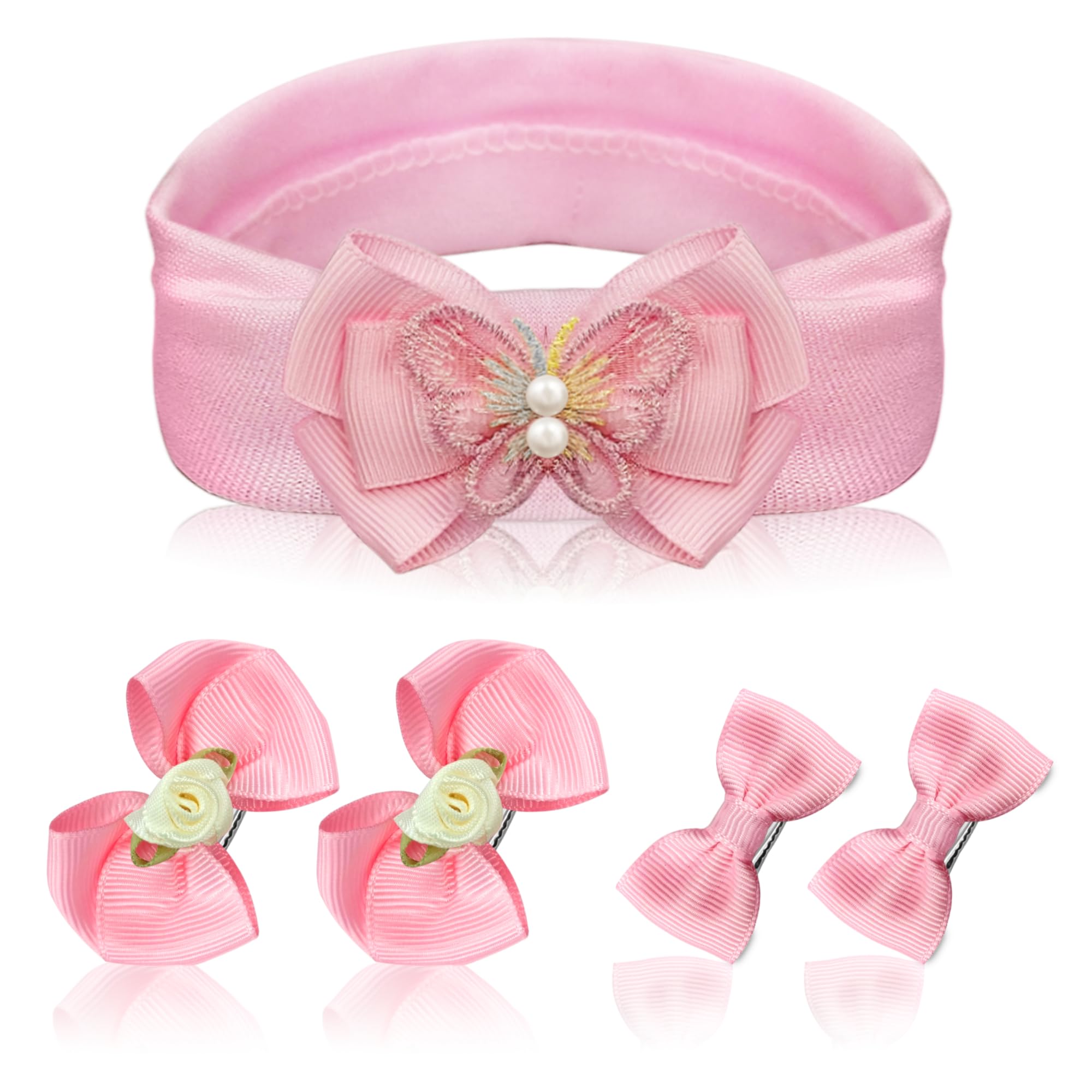 Sanas Elastic Hairband Clips Set 5Pcs Bowknot Princess Cute Bow Flower Headband Ties Hair Accessories for Girls Stylish Bow Lace Baby/Kids Pins 5Pcs (Pink) (B0CT2ZYK18) Amazon Price History, Amazon Price Tracker