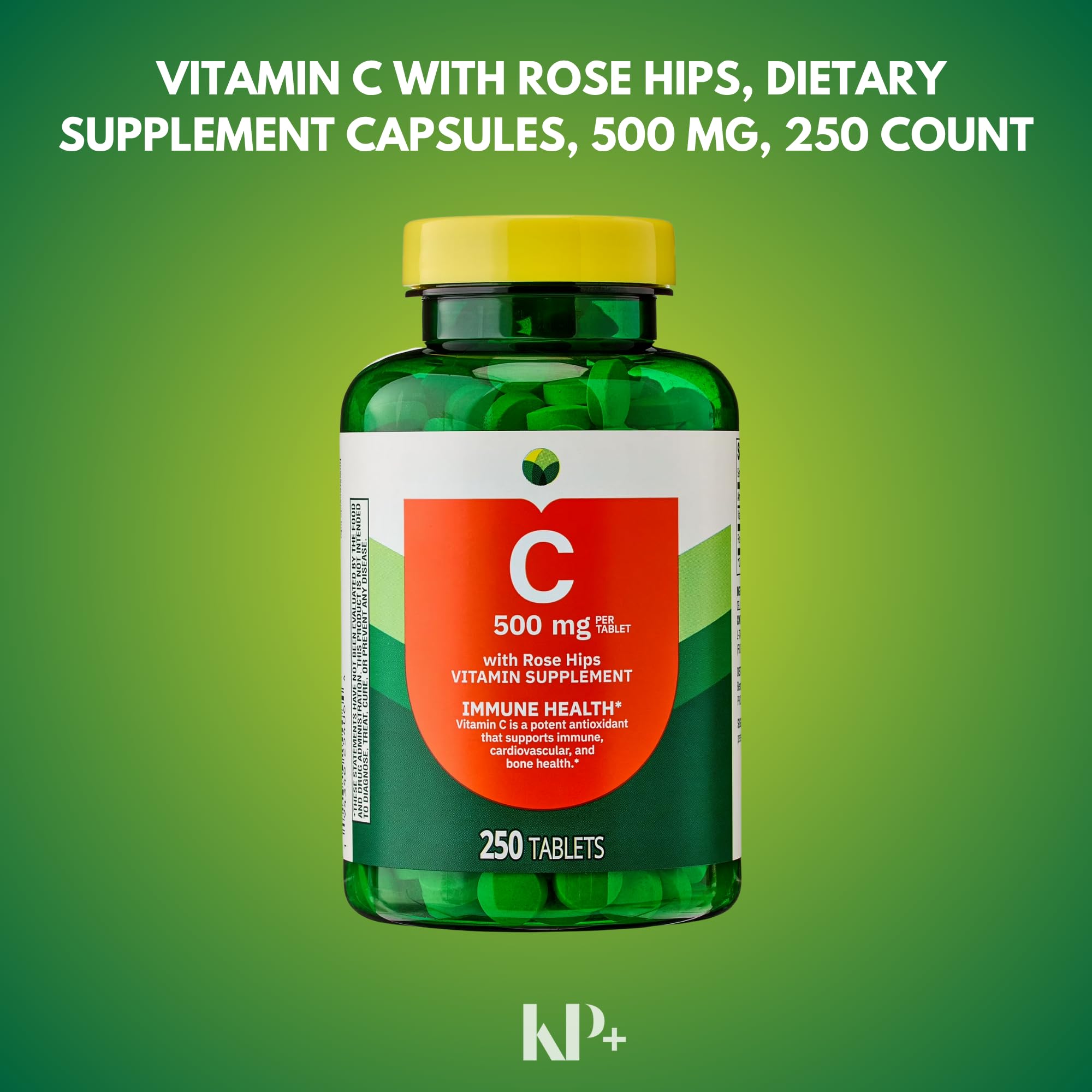 Spring Valley Vitamin C 500 mg with Rose HIPS | Immune & Antioxidant Support | 250 Tablets | Supports Collagen, Skin & Bone Health | Dietary Supplement | Non-GMO | Gluten Free | Pack of 1