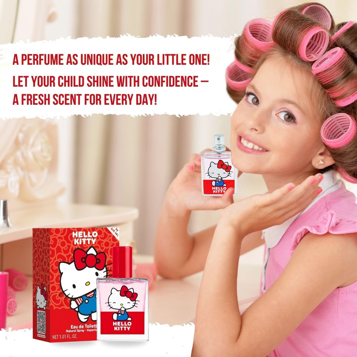 Hello Kitty Profumo per bambini: Eau de Toilette in bella bottiglia di vetro e motivo gattino, regalo per ragazze (30 ml)