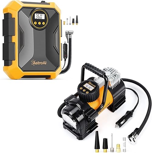 AstroAI Inflador de neumáticos compresor de aire bomba de aire portátil para neumáticos de automóvil bomba digital de 12 V CC 100 PSI150 PSI con luz